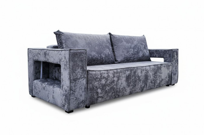 Диван-кровать Лофт Люкс Плюш с подсветкой, еврокнижка, пружинный блок, 140х195, серый