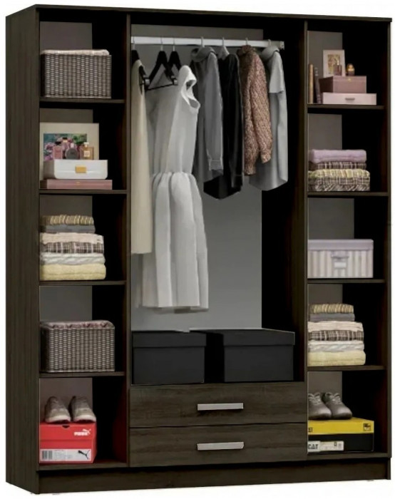 Мартина Шкаф для одежды 4-дверный (Крафт / Графит)