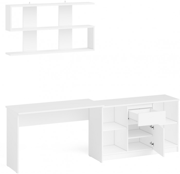 Мори письменный стол МСП1200.1 + Тумба МТВ1204.1 + Полка 1200, белый