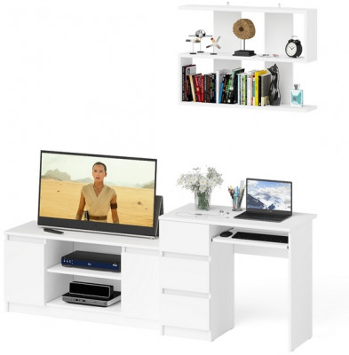 Мори Стол компьютерный МС-6 левый + Тумба МТВ1200.1 + Полка 900, цвет белый, ШхГхВ 210,4х50х209,6 см., НЕ универсальная сборка