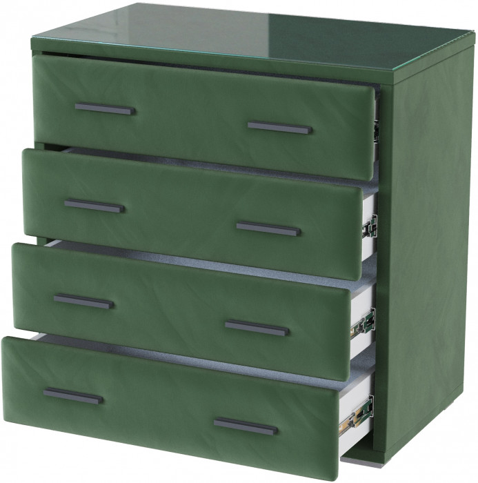 Интерьерный комод со стеклом изумруд