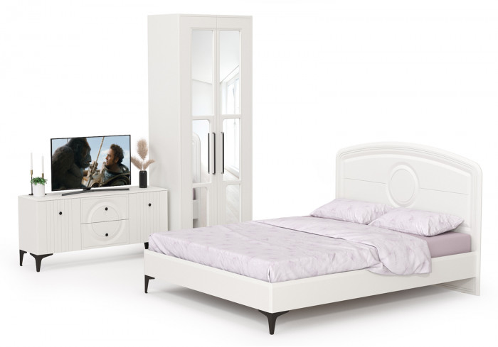 Валенсия Спальня № 41, цвет ЛДСП белый шагрень/МДФ белый шагрень, ортопед есть, сп. м. 1600х2000 мм., б/м