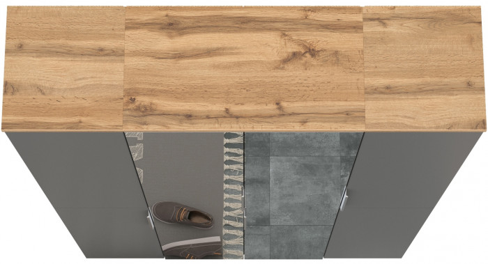 Октава Набор шкафов 01, цвет серый графит/дуб крафт золотой/фасады МДФ серый графит, ШхГхВ 128,8х35,3х197,6 см., универсальная сборка