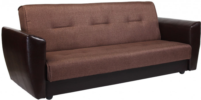 Диван-кровать Амстердам, 140х190, книжка, пружинный блок, рогожка/экокожа, коричневый