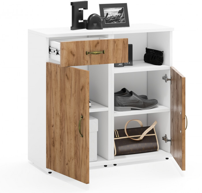 Лидер-8 Тумба МД 3.15 + Тумба МД 3.19, белый шагрень/крафт золото