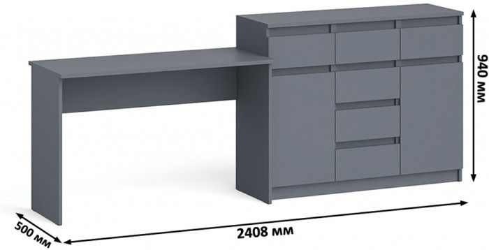 Мори письменный стол МСП1200.1 + Комод МК1200.4, графит