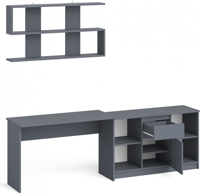Мори письменный стол МСП1200.1 + Тумба МТВ1204.1 + Полка 1200, графит