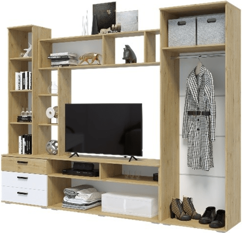 Гостиная Крокус (Дуб Вотан, Белый глянец)