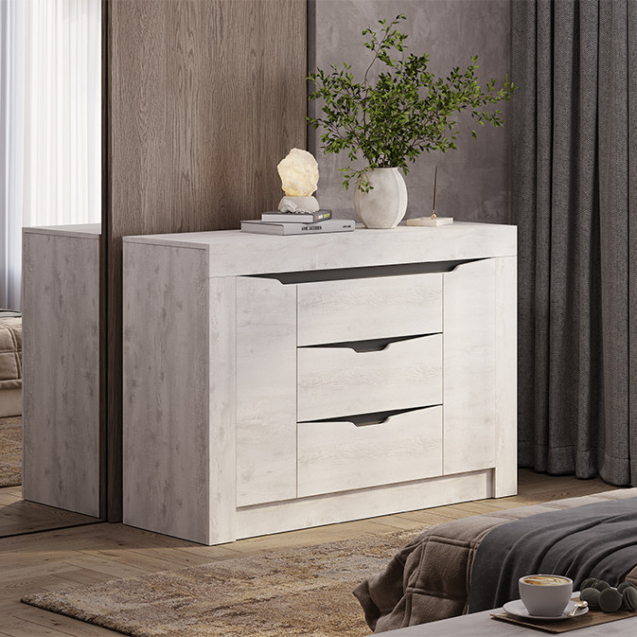 "Леонардо" КМ-12 комод Бетон пайн светлый/графит