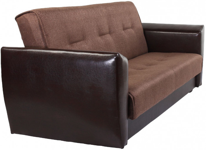 Диван-кровать Амстердам, 140х190, книжка, рогожка/экокожа, коричневый