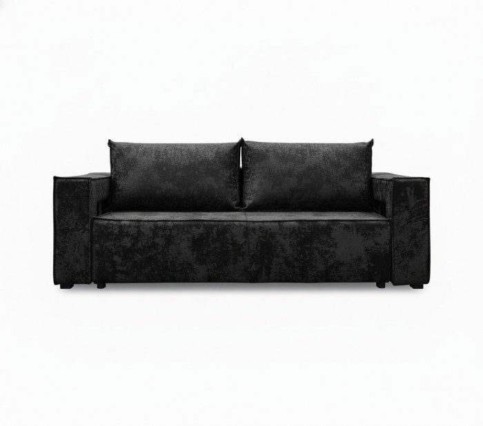 Диван-кровать Лофт Люкс Плюш с подсветкой, еврокнижка, пружинный блок, 140х195, черный