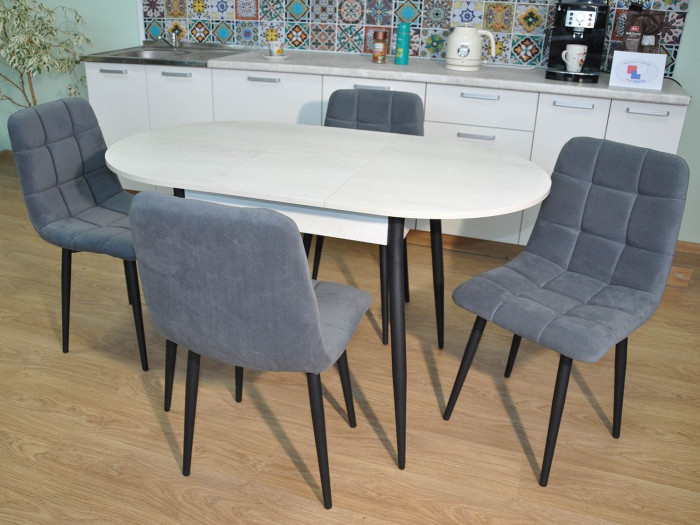 Обеденная группа Стиль-1 / Стул Х 4 шт. / Бетон белый/черный / бид 21