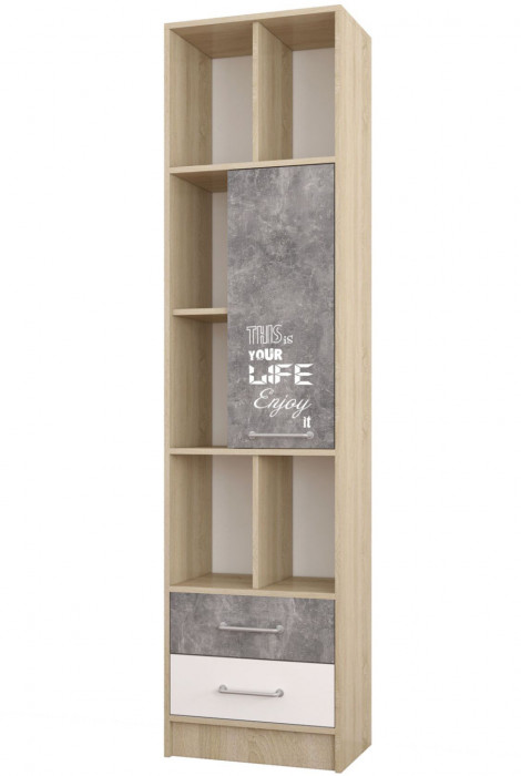 Спальня Колибри Лофт пенал дуб сонома/ателье светлое+акрил белый