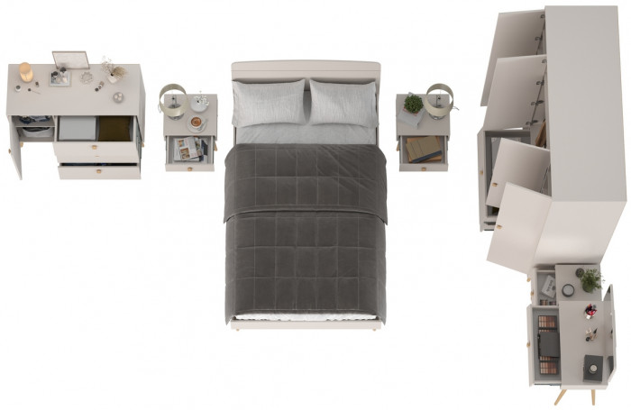 Афина Спальня 02-1200, цвет кашемир серый, сп.м. 1200х2000 мм., б/м, основание есть - фанера