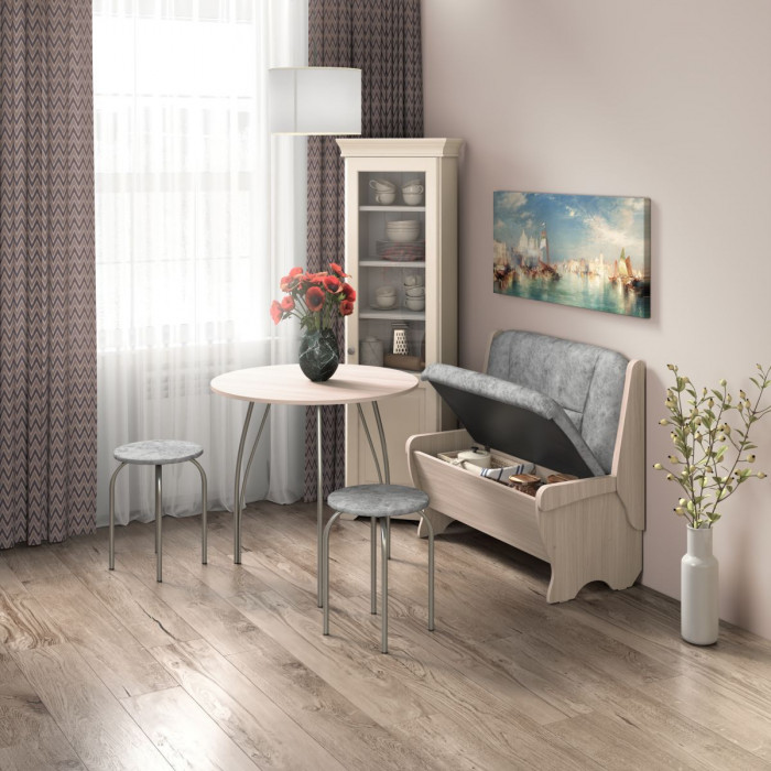 Кухонный набор Лотос скамья 950 - стол - табурет / ясень светлый/графит