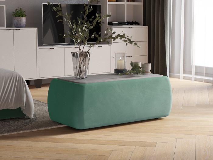 Стол журнальный Дизи мятный/мдф холст белый