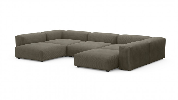 Диван Фиджи (П-образный) Cilium Brown 378*242*62 см, Коричневый Вельвет Нераскладной Фиеста