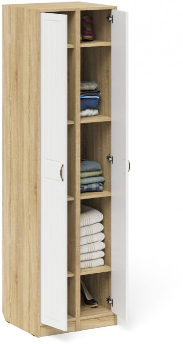 Прихожая П-6-500 Пенал + Пенал, цвет дуб сонома/фасады МДФ белое дерево фрезеровка прованс, ШхГхВ 60х50х210 см., универсальная сборка