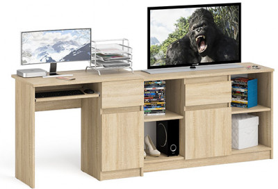 Мори Стол компьютерный МС-1 правый + Тумба МТВ1204.1, цвет дуб сонома, ШхГхВ 210,4х50х76,6 см., выдвижной ящик справа, НЕ универсальная сборка