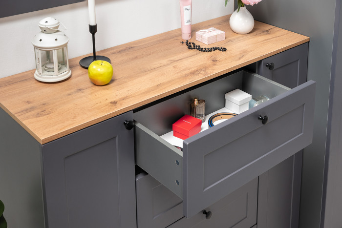 Остин Прихожая 51, цвет серый графит/дуб крафт золотой, ШхГхВ 240х54,3х229,6 см., универсальная сборка