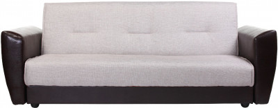 Диван-кровать Амстердам, 120х190, книжка, пружинный блок, рогожка/экокожа, бежевый