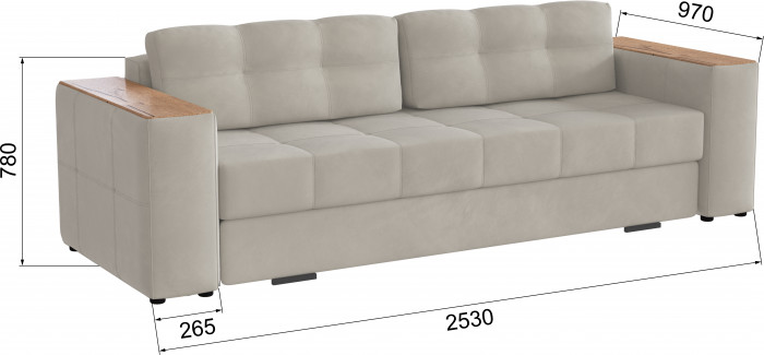 Диван раскладной Нави, бежевый/мдф дуб канадский
