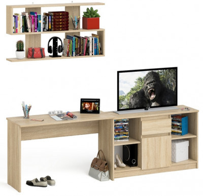 Мори письменный стол МСП1200.1 + Тумба МТВ1204.1 + Полка 1200, дуб сонома