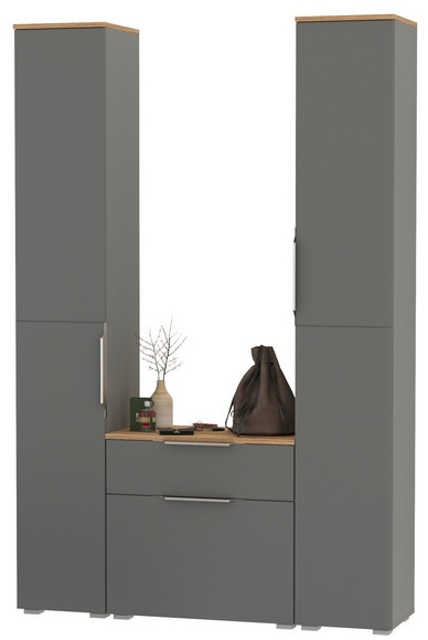 Октава Прихожая 17, серый графит/дуб крафт золотой/фасады МДФ серый графит