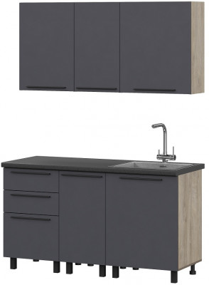 Кухня Этна 1.5 м. Комплект 1, софт графит