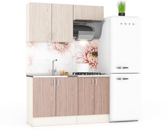 Кухня Мери 03 ШВ800+ШВв600+ШНМ800+ШН600, цвет дуб/ясень шимо светлый/ясень шимо тёмный, ШхГхВ 140х30х67 см./140х60х85 см.