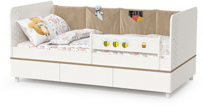 Эйп 11.40 Кровать, цвет белый/дуб белый, ШхГхВ 164,2х89,7х75 см., сп. м. 800х1600 мм., б/м, осн. есть, макс. нагрузка 80 кг., рек. выс. матр. 120 мм.