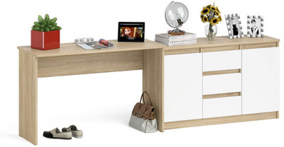Мори Стол письменный МСП1200.1 + Комод МК1200.3, цвет дуб сонома/белый, ШхГхВ 240,8х50х76,6 см., универсальная сборка