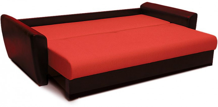 Диван-кровать Амстердам, 160х195, раскладной, еврокнижка, независимый пружинный блок, рогожка/экокожа, красный