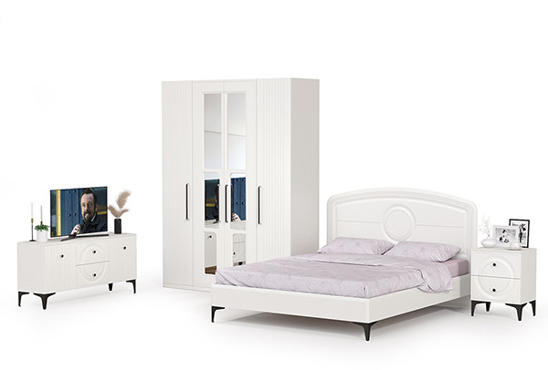 Валенсия Спальня № 43, ЛДСП белый шагрень/МДФ белый шагрень