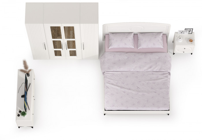 Валенсия Спальня № 43, ЛДСП белый шагрень/МДФ белый шагрень