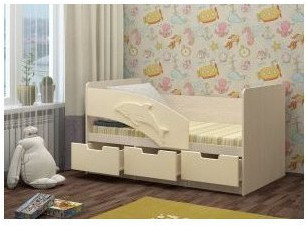 Детская кровать Дельфин-6 МДФ, 80х160, ваниль