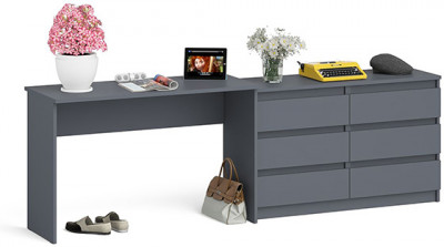 Мори Стол письменный МСП1200.1 + Комод МК1200.6, цвет графит, ШхГхВ 240,8х50х76,6 см., универсальная сборка