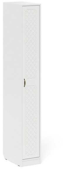 Прихожая П-6-500 Пенал, цвет белая шагрень/фасады МДФ белое дерево фрезеровка ромб, ШхГхВ 30х50х210 см., универсальная сборка
