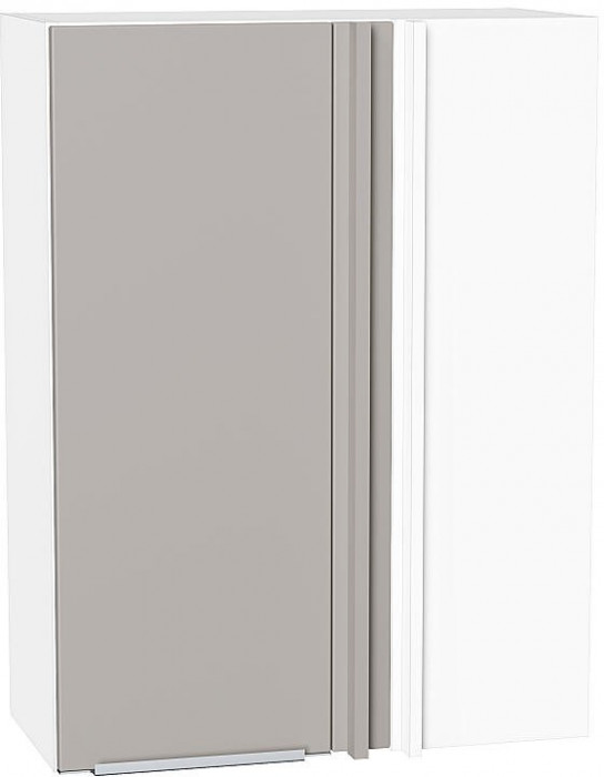 Кухонный гарнитур угловой Фьюжн-02, МДФ, 370×130 см, Белый/Глиняный шелк (Кварцит бьянко)