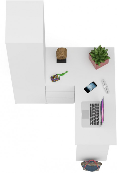 Мори Стол компьютерный МС-16 левый + Пенал МШ400.1, цвет белый, ШхГхВ 164,8х84,9х209,6 см., выдвижные ящики слева, НЕ универсальная сборка