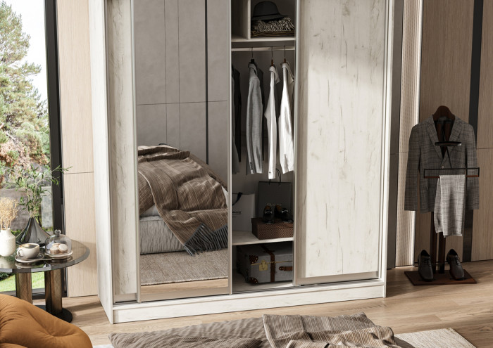 Шкаф-купе Тринити-6 (2,0 м), Дуб крафт белый