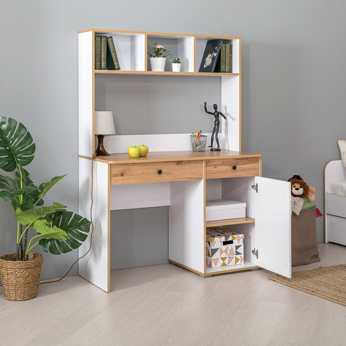 Вуди 12.42 письменный стол, белый премиум/дуб крафт золотой