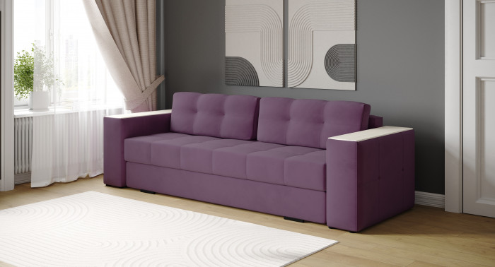 Диван раскладной Нави, винный/мдф клен кремовый