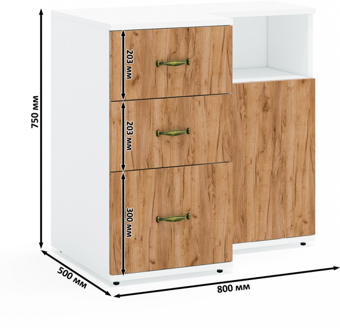 Лидер-8 Тумба МД 3.16 + Тумба МД 3.19, белый шагрень/крафт золото