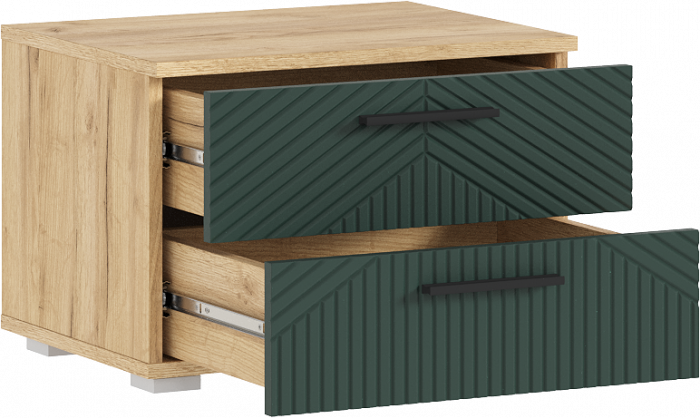 Сильвия Тумбы прикроватные 2шт, Браш Мени Грин/Дуб крафт