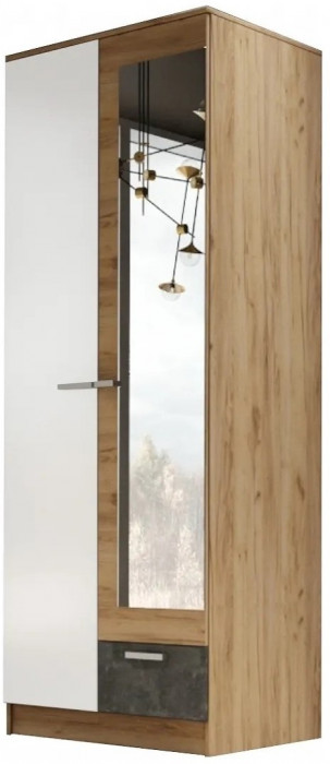 Адель Шкаф 0,8 + полки (Ясень шимо темный / светлый)