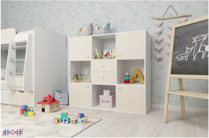 Стеллаж Джери (Винтерберг/Дуб молочный)