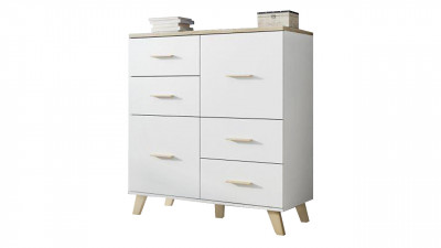 Комод Мелания 24 Белый 101/ Клен 375 110*45*119 см, Белый 101/Клен 375   Фиеста