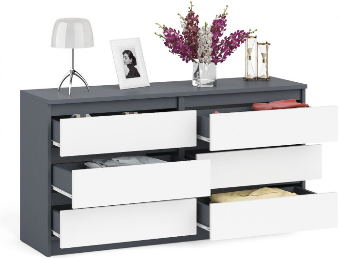 Мори Комод МК1380.6, цвет графит/белый, ШхГхВ 138х41х73 см.