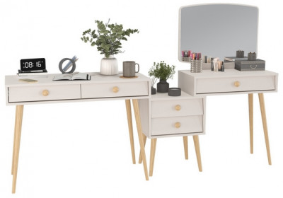 Афина Спальня Стол + Трюмо, кашемир серый